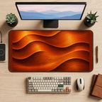 Orange Flowing Contour Waves desk mat — product mockup 2
