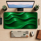 Green Flowing Contour Waves desk mat — product mockup 2