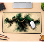 Emerald Ink Clouds with Gold Veins desk mat — product mockup 1