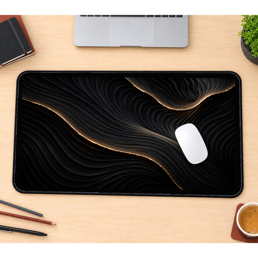 Black Ridges with Golden Highlights desk mat — product mockup 1