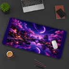 Purple Moon over Sakura Gardens desk mat — product mockup 3