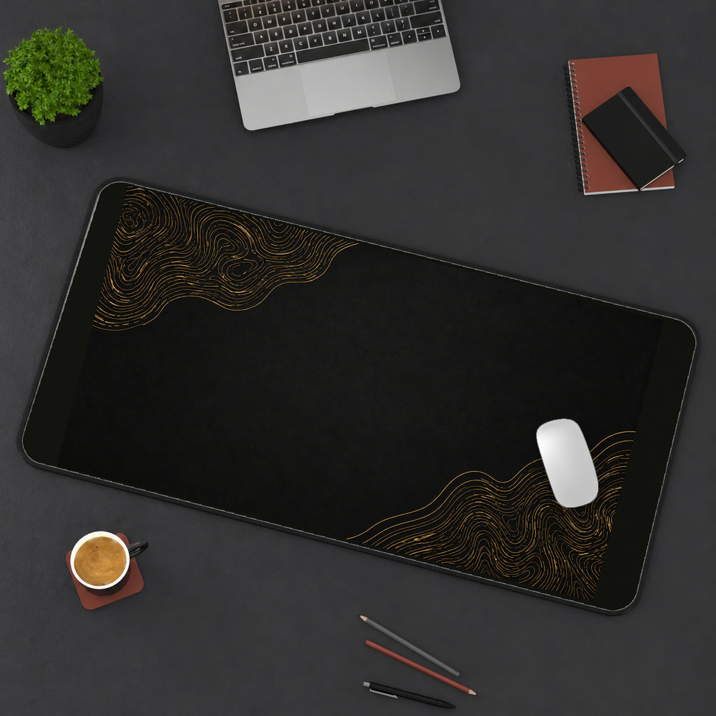 Black Field with Golden Contours desk mat — product mockup 3