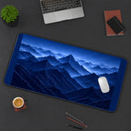 Layered Cobalt Mountain Peaks desk mat — product mockup 3