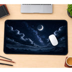 Crescent Moon over Dark Mountains desk mat — product mockup 1