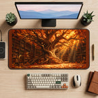 Amber Tree inside a Library desk mat — product mockup 2