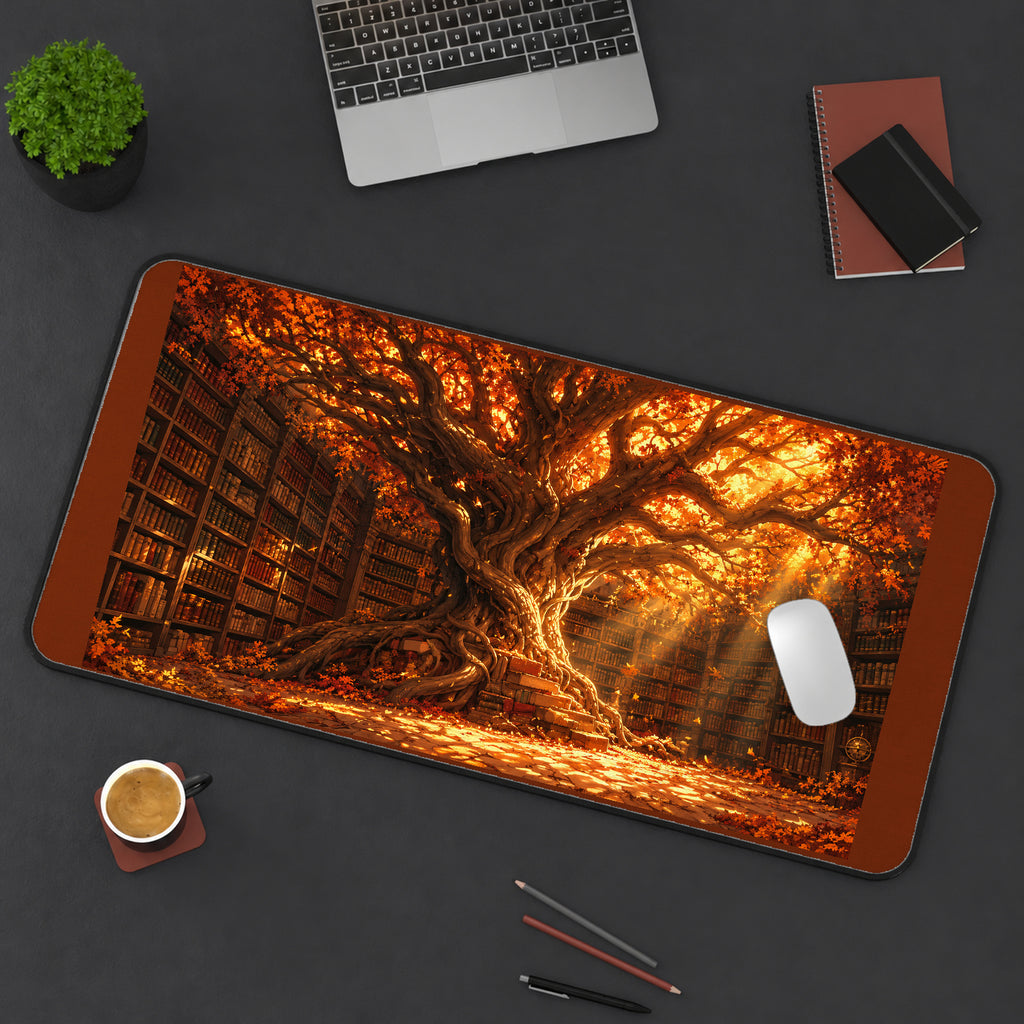 Amber Tree inside a Library desk mat — product mockup 3