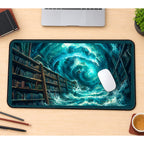 Ocean Vortex in a Library desk mat — product mockup 1
