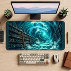 Ocean Vortex in a Library desk mat — product mockup 2
