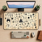 Black Mystical Symbol Collage desk mat — product mockup 2