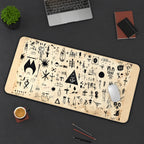 Black Mystical Symbol Collage desk mat — product mockup 3