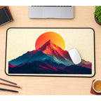 Mountain Peak before a Round Sun desk mat — product mockup 1