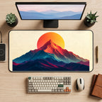Mountain Peak before a Round Sun desk mat — product mockup 2