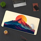 Mountain Peak before a Round Sun desk mat — product mockup 3