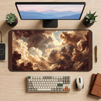 Golden Light through Storm Clouds desk mat — product mockup 2