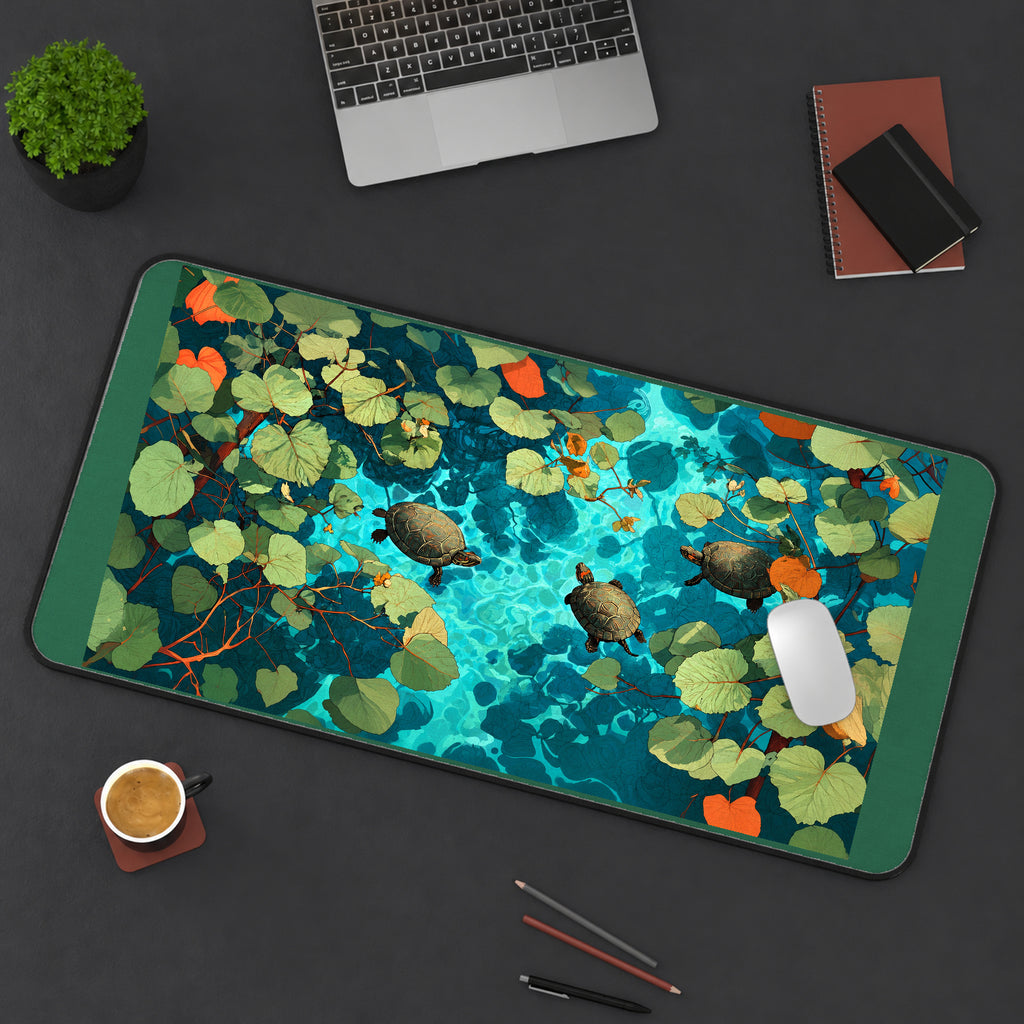 Turtles in Clear Blue Water desk mat — product mockup 3