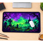 Neon Graveyard and Distant Castle desk mat — product mockup 1