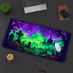 Neon Graveyard and Distant Castle desk mat — product mockup 3