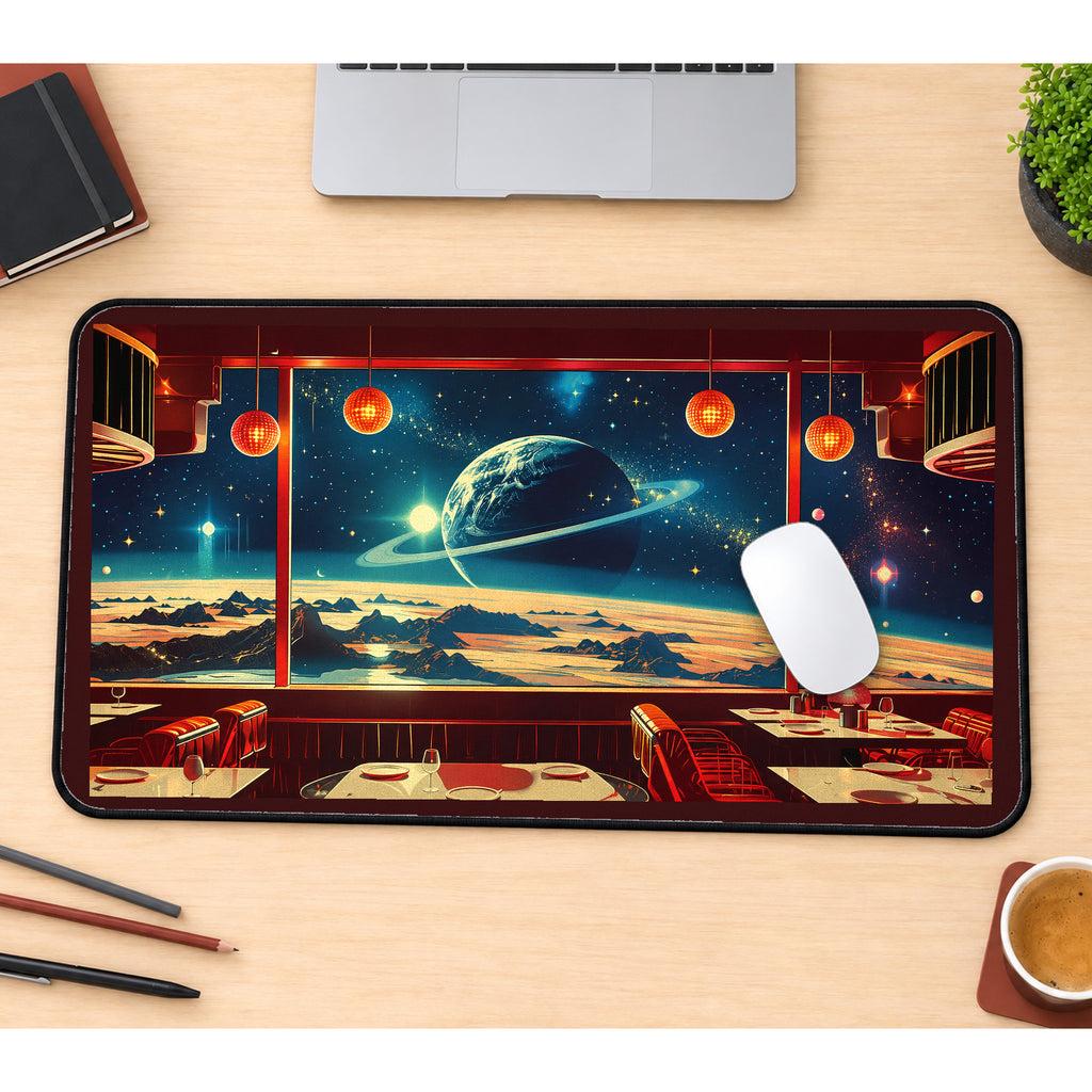 Retro Diner Looking into Space desk mat — product mockup 1