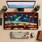 Retro Diner Looking into Space desk mat — product mockup 2