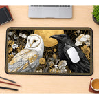 White Owl and Black Raven desk mat — product mockup 1