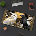 White Owl and Black Raven desk mat — product mockup 3