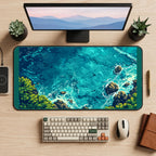 Turquoise Coastline from Above desk mat — product mockup 2