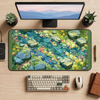 Wildflowers beside a Rocky Creek desk mat — product mockup 2