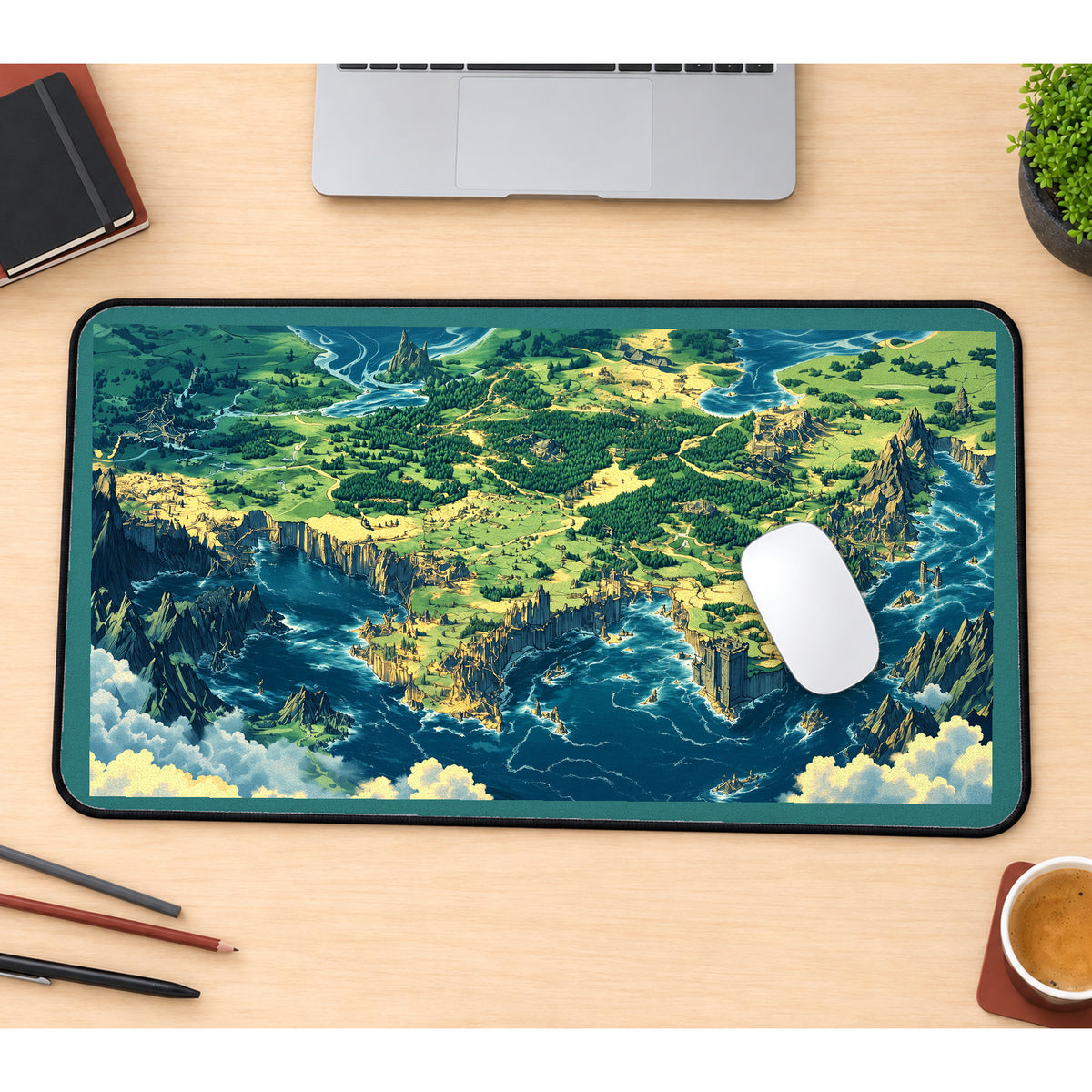 Floating Fantasy World Map desk mat — product mockup 1