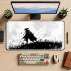 Wandering Samurai in Black Ink desk mat — product mockup 2