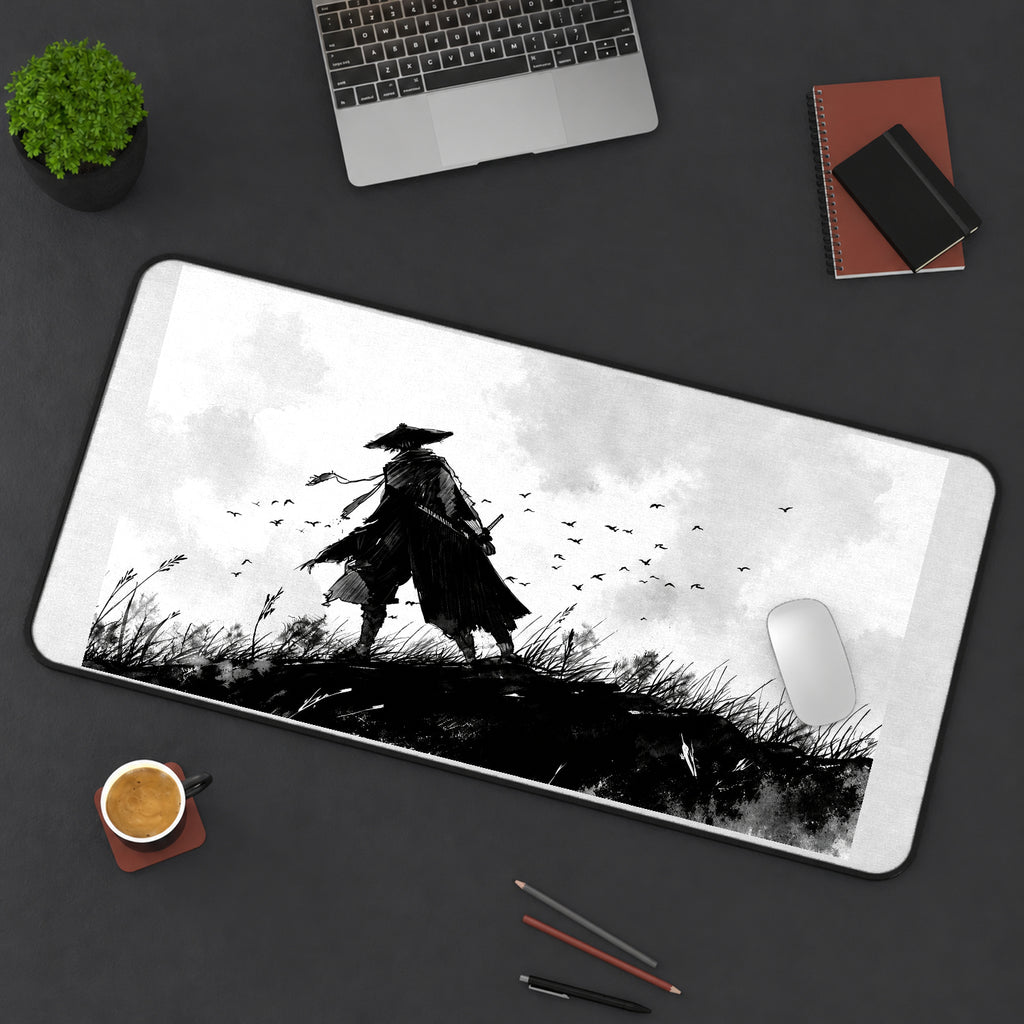 Wandering Samurai in Black Ink desk mat — product mockup 3