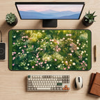 Pink Wildflowers across a Meadow desk mat — product mockup 2