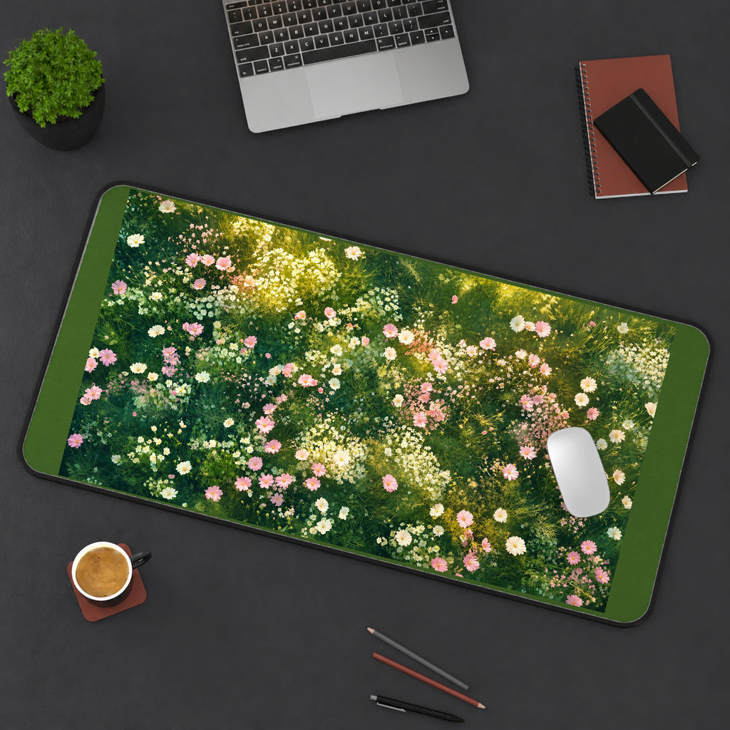 Pink Wildflowers across a Meadow desk mat — product mockup 3