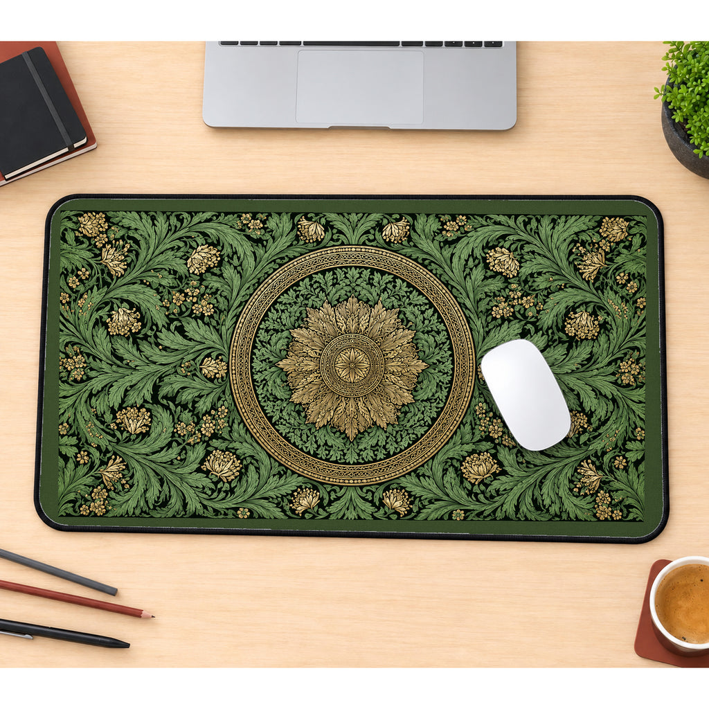 Round Medallion and Green Ivy desk mat — product mockup 1