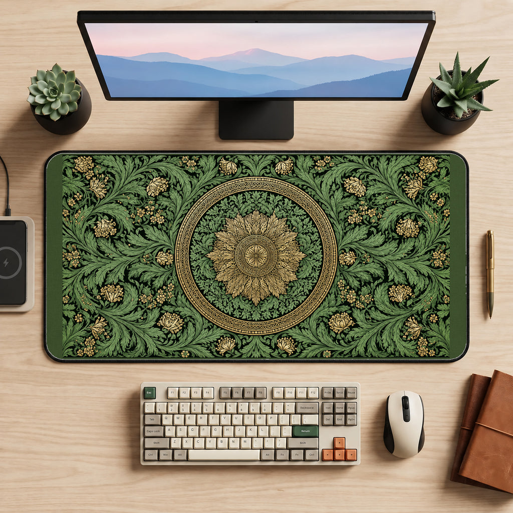 Round Medallion and Green Ivy desk mat — product mockup 2
