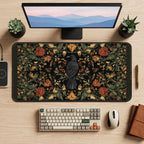Perched Raven in Autumn Foliage desk mat — product mockup 2
