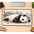 Sleeping Panda in Soft Gray Woods desk mat — product mockup 1