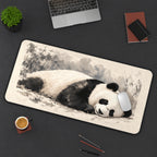 Sleeping Panda in Soft Gray Woods desk mat — product mockup 3