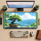 Bonsai overlooking Green Mountains desk mat — product mockup 2
