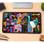 Bright Graffiti Faces and Symbols desk mat — product mockup 1