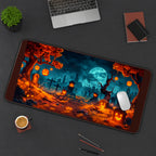 Jack O Lantern Graveyard at Night desk mat — product mockup 3