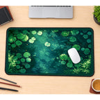 Green Lily Pads on Deep Water desk mat — product mockup 1