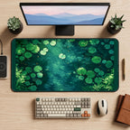 Green Lily Pads on Deep Water desk mat — product mockup 2