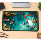 Orange Koi in a Swirling Pond desk mat — product mockup 1