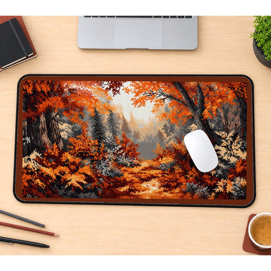 Rust Orange Forest Path desk mat — product mockup 1