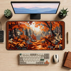 Rust Orange Forest Path desk mat — product mockup 2