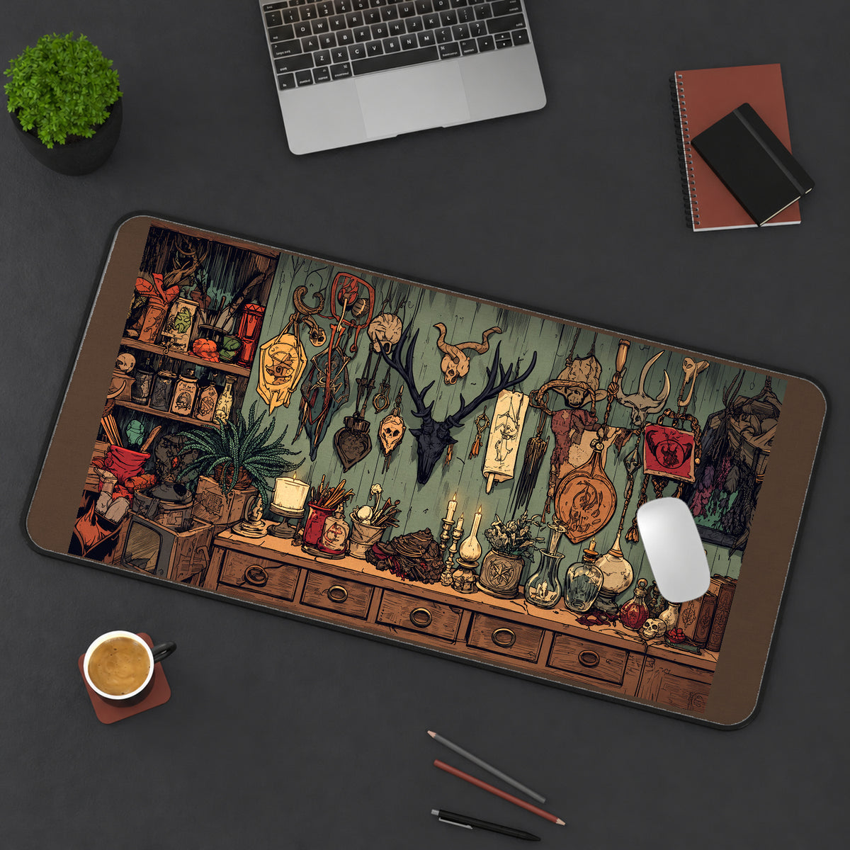 Norse Witchcraft Cabinet desk mat — product mockup 3