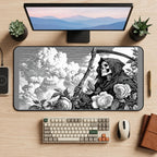 Grim Reaper among Pale Roses desk mat — product mockup 2