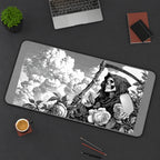 Grim Reaper among Pale Roses desk mat — product mockup 3