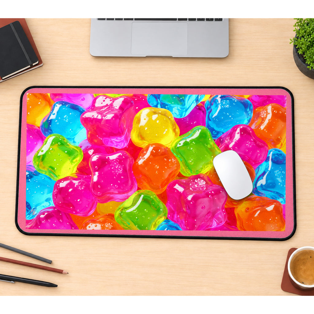 Rainbow Gummy Bear Pattern desk mat — product mockup 1
