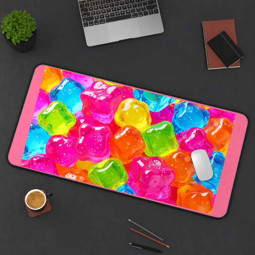 Rainbow Gummy Bear Pattern desk mat — product mockup 3